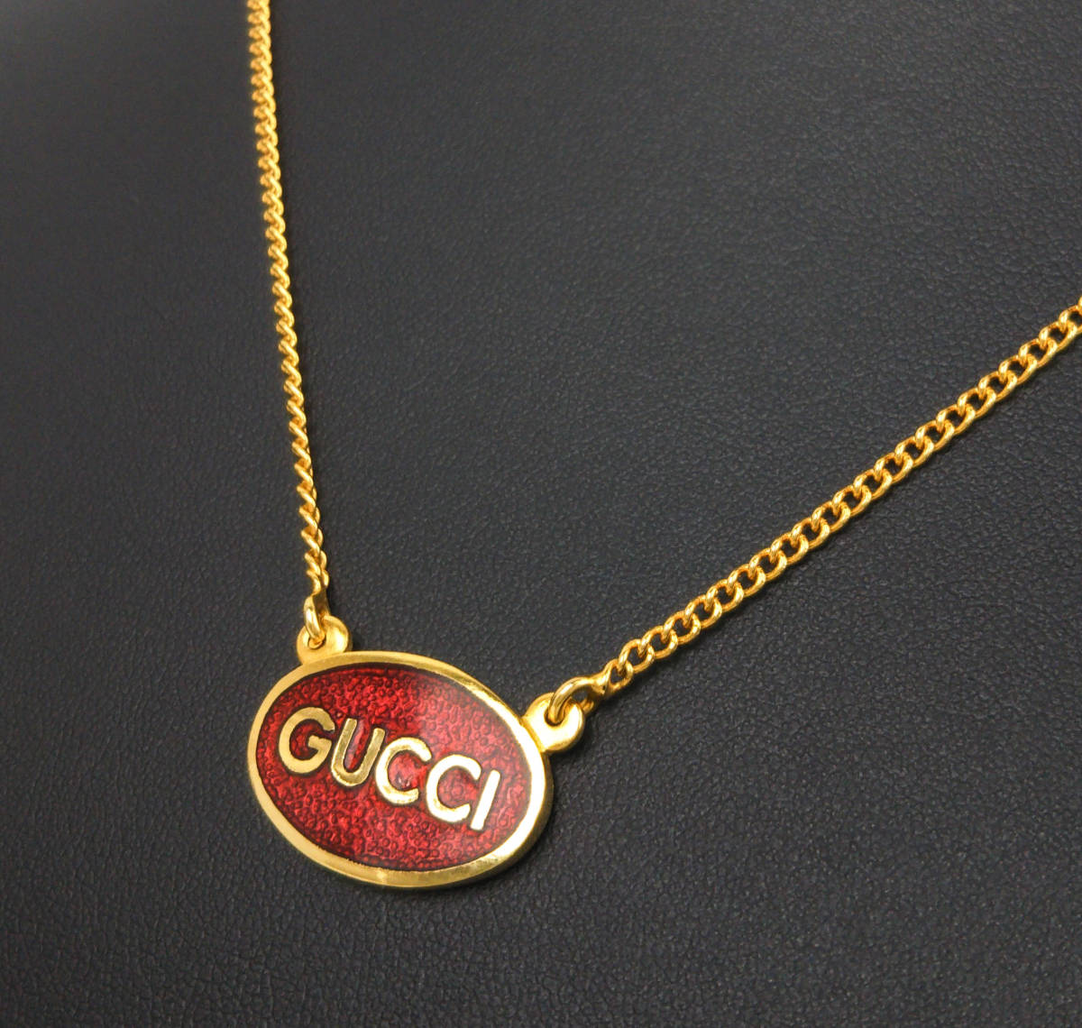 GUCCI グッチ ネックレス オーバル ロゴ プレート ゴールド 刻印 希少 1スタ【美品・在庫整理特価！】オールドグッチ ヴィンテージ オーバル