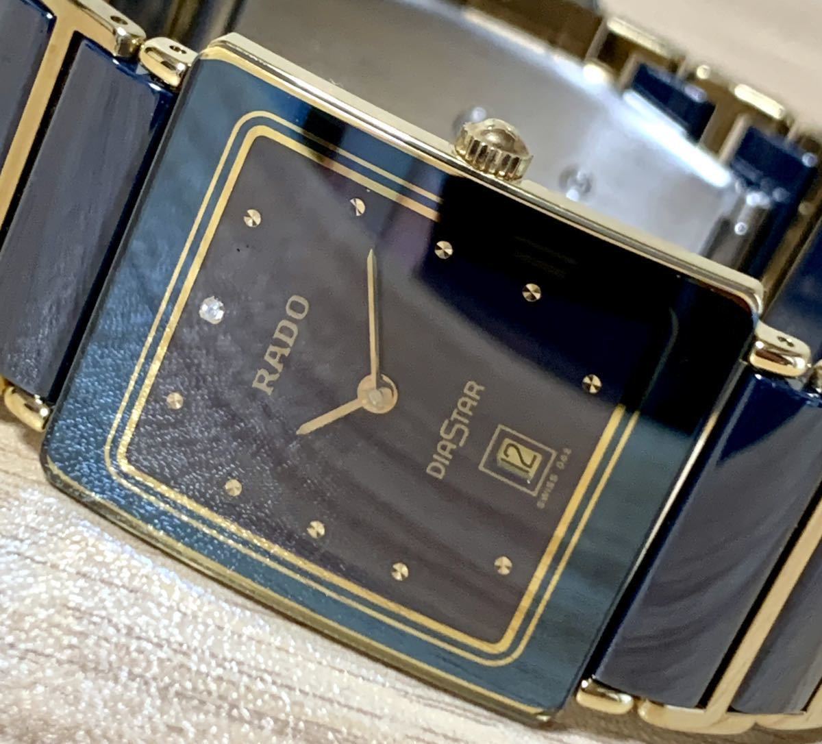 1円〜H 良品 RADO ラドー ダイヤスター ブラックネイビー文字盤 メンズ