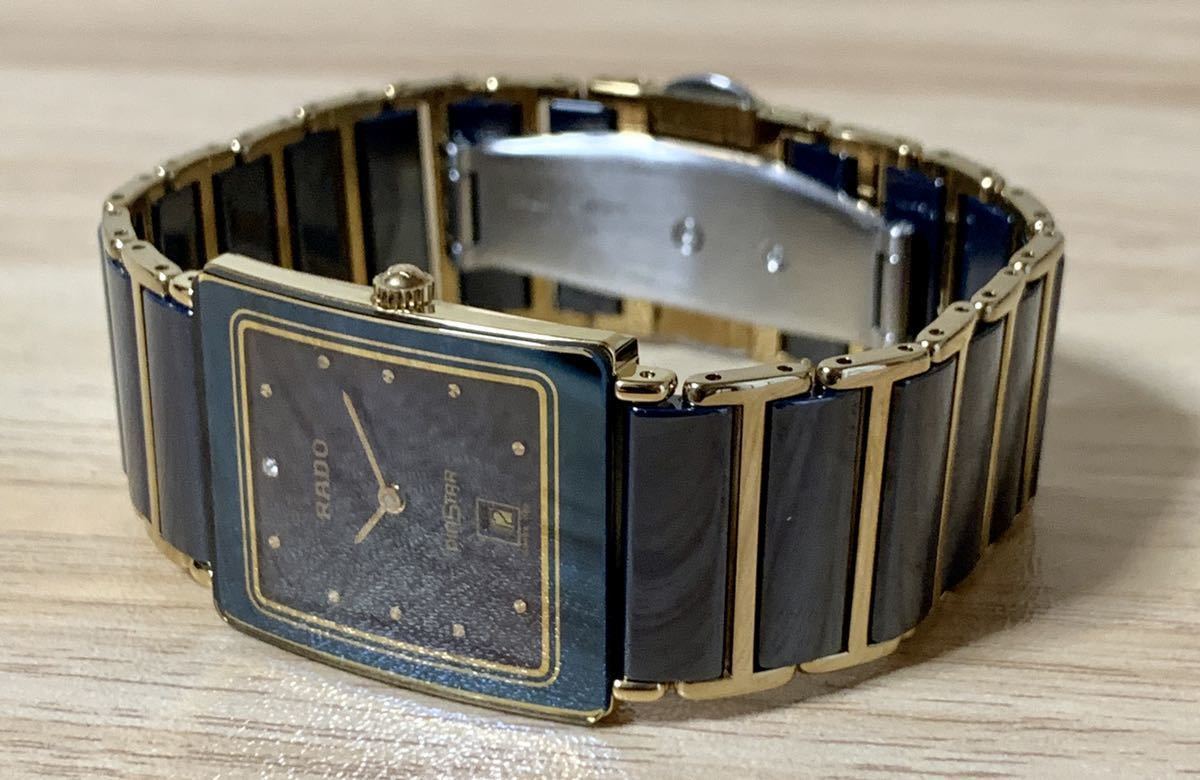1円〜H 良品 RADO ラドー ダイヤスター ブラックネイビー文字盤 メンズ