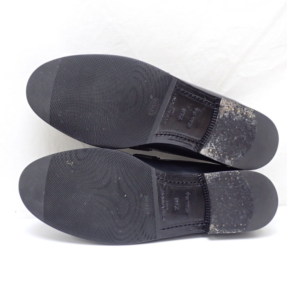 ヴィトン メンズ 7.5 26cm ビットローファー くつ レザー 黒 革靴