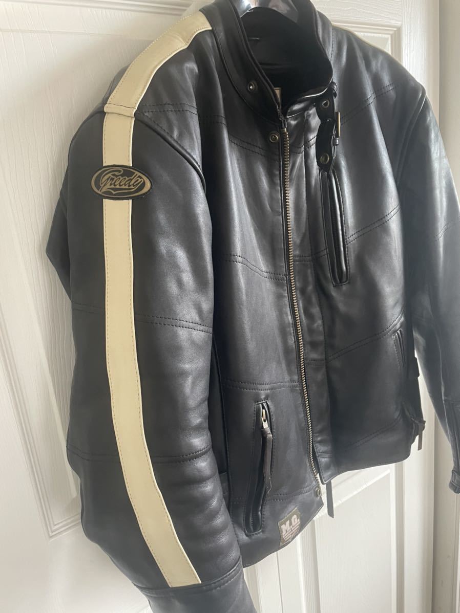 GREEDY本革パンチングレザーライダース