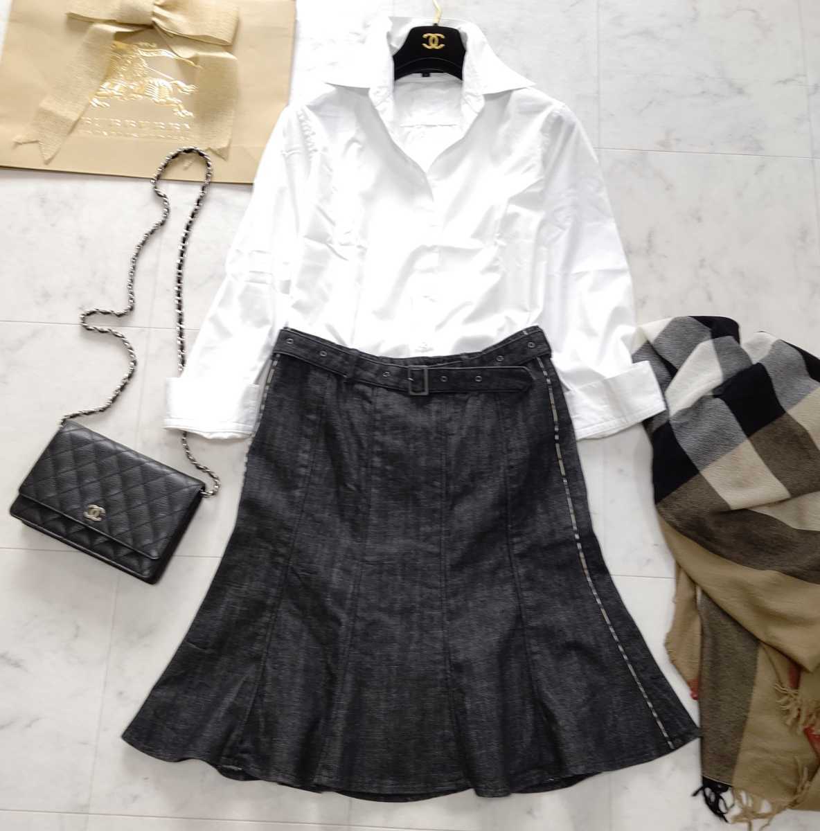 【極美品 大きいサイズ】BURBERRY LONDON フレアスカート 44 極美品】BURBERRY LONDON バーバリー チェック ロング スカート