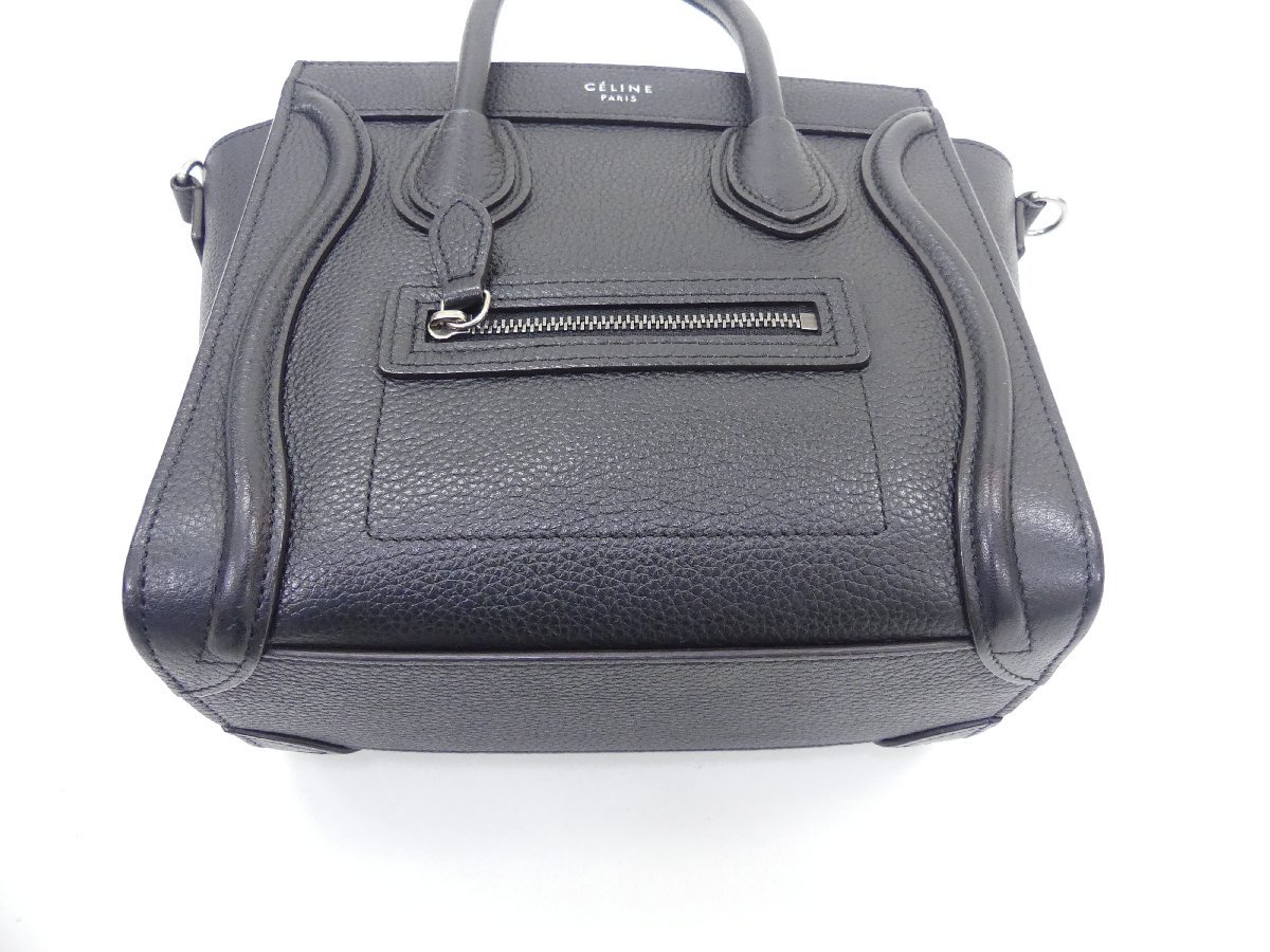 CELINE ラゲージナノショッパー ブラック レザー シルバー金具 168243 