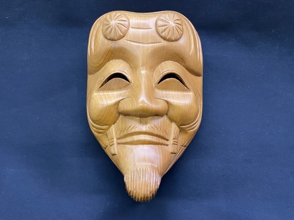 A1-841 能面 翁 壁掛け 雅楽 伝統芸能 縁起物 飾り 木彫り翁面 おきな