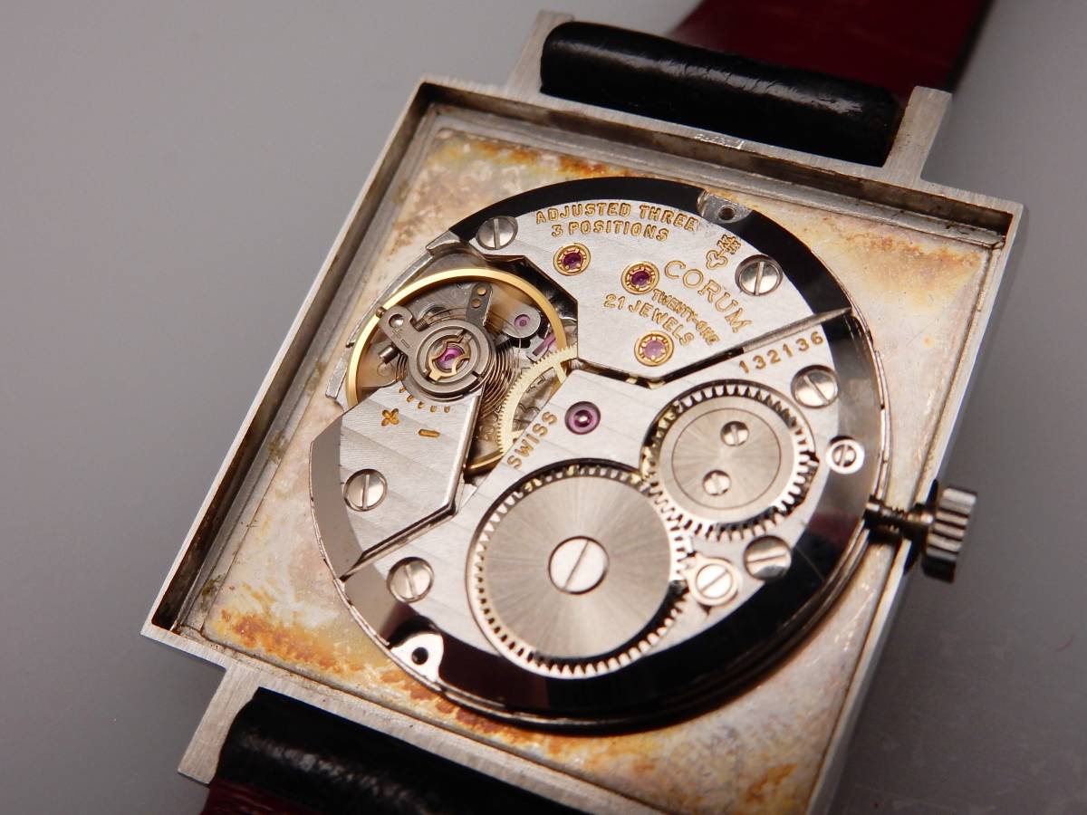 日差無し CORUM コルム 57155 手巻き 21石 純正 革ベルト メンズ 