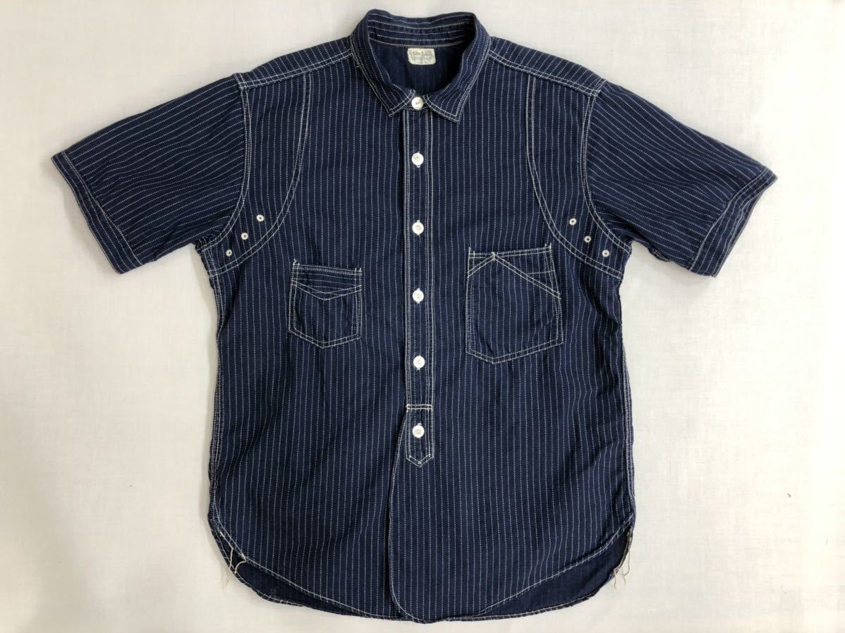 ブートレガーズ C.W.＆M.RY. 半袖ワークシャツ インディゴウォバッシュ 