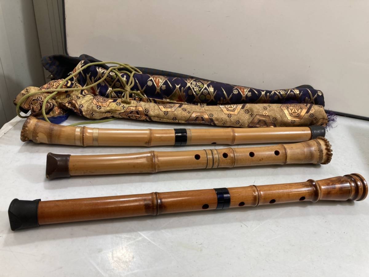 q*i様 尺八 在銘 郭山 和楽器 木管楽器 3点 まとめ売り【ジャンク】