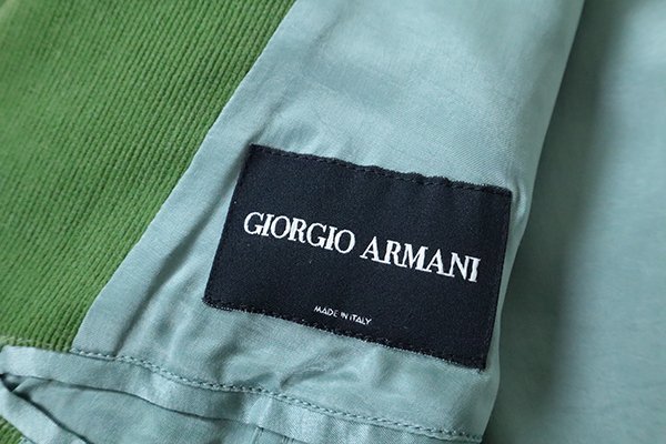 GIORGIO ARMANI ◆コーデュロイ テーラードジャケット グリーン サイズ52 ストレッチ ブレザー ジョルジオアルマーニ ◆NL18 GIORGIO ARMANI テーラードジャケット コーデュロイテーラードジャケット ブラック ◆HA16