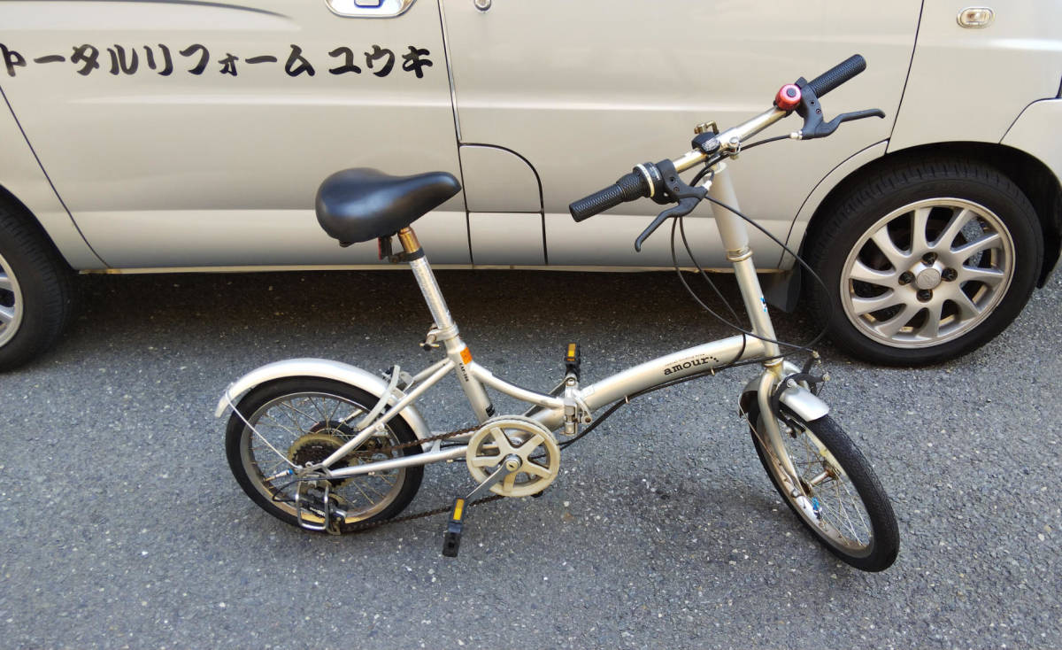 シマノ製6段変則☆折りたたみ自転車【16型】amour【アモール 