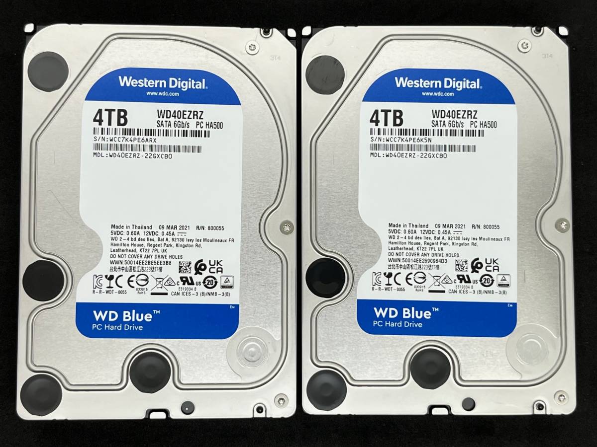 WD 3.5インチHDD 4TB 2台セット（使用時間少）