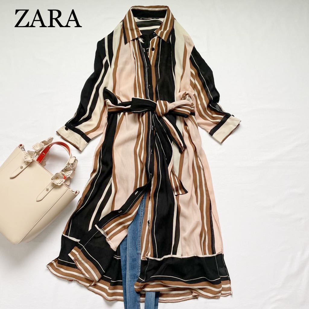 Zara 初夏大人お洒落スタイル シワ加工 マルチカラーストライプ ロングチュニックワンピース サイズs ザラ ワンピース 売買されたオークション情報 Yahooの商品情報をアーカイブ公開 オークファン Aucfan Com