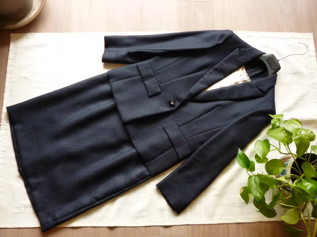ANAYI＊アナイ◆単品活用も出来る＊ふんわりブラウスのドッキングワンピース＋ジャケットのセットアップ＊スーツ＊濃ネイビー＊春夏用＊