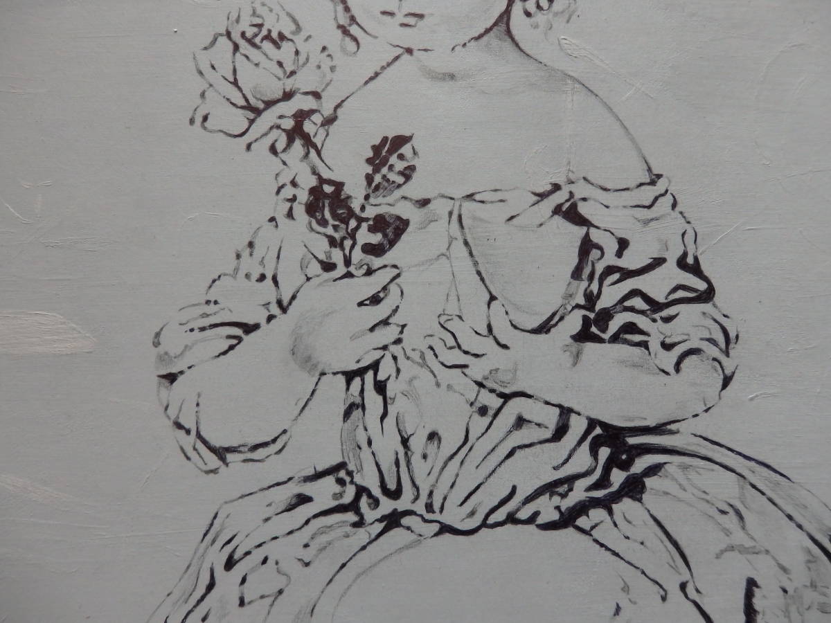 藤田嗣治 肉筆保証 バラを持つ少女 色紙 藤田嗣治 | - 東京・銀座 絵画など
