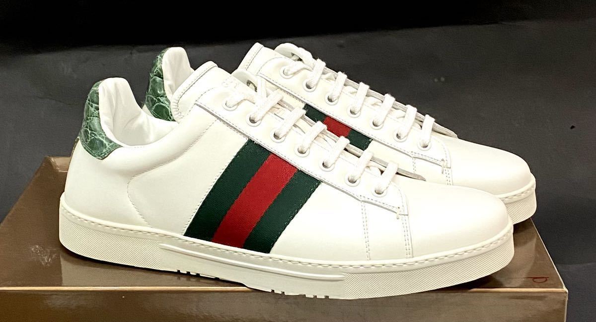 販売済み 未使用 GUCCI グッチ レザー ローファー GG シェリーライン