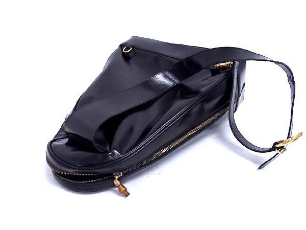 1円 GUCCI グッチ 003 3444 0027 バンブー パテントレザー ショルダー
