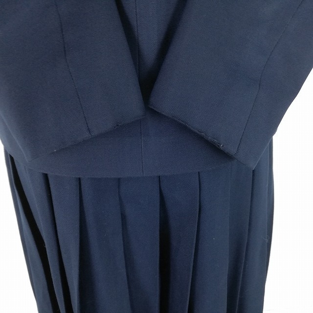 1円 イートン スカート 紐タイ 等 上下4点セット 冬物 長袖 女子 学生服 中学 高校 紺 制服 中古 ランクC EY7036_3