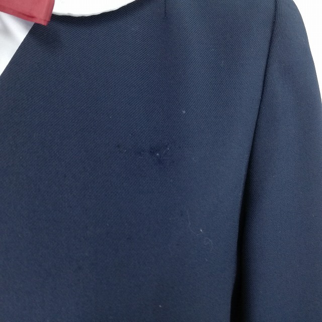 1円 イートン スカート 紐タイ 等 上下4点セット 冬物 長袖 女子 学生服 中学 高校 紺 制服 中古 ランクC EY7036_4