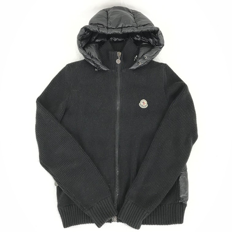 1698635】MONCLER ナイロン ニット フード付 ジップ ダウン パーカー 