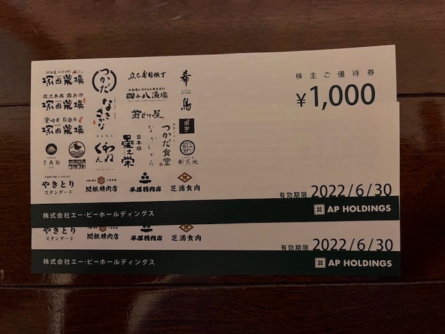 AP holdings/ APホールディングス お食事券 8万円分 AP