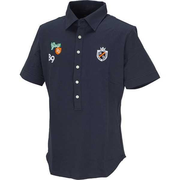 新品正規品 パーリーゲイツ サイズ4 ピケサッカー素材 ストレッチ 高機能 ポロシャツ ネイビー ワッペン 送料無料