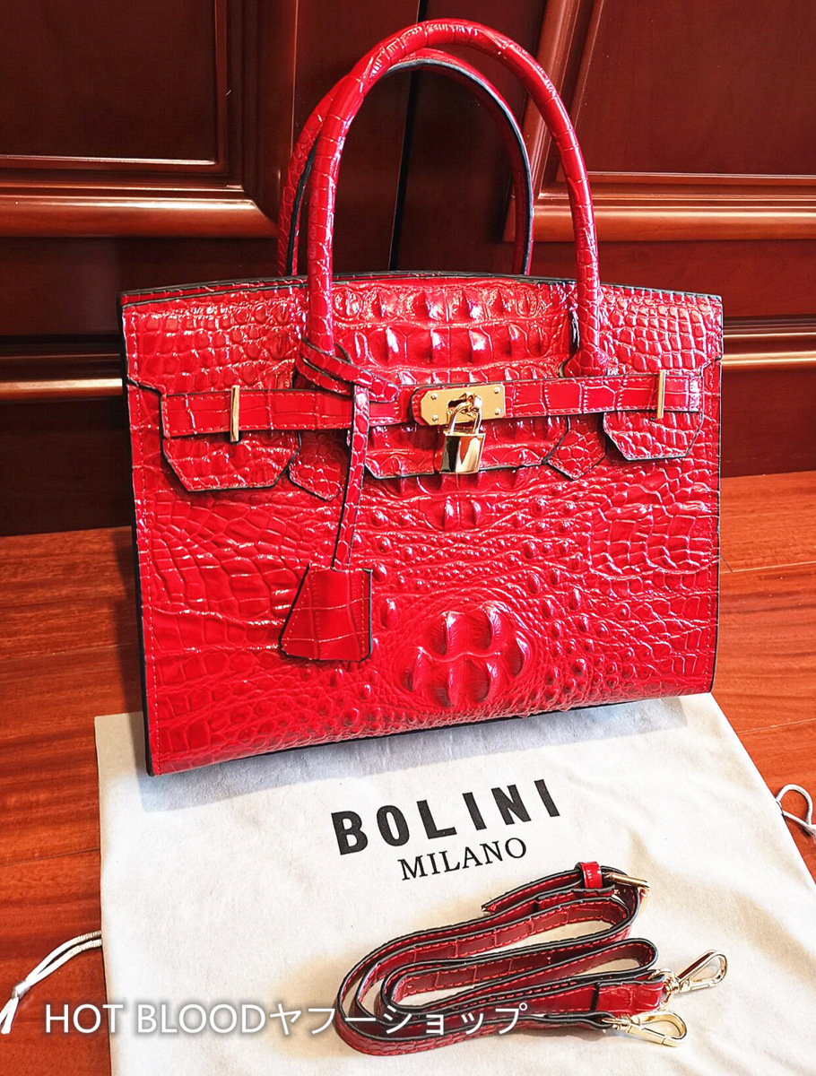 新品未使用★BOLINIトートバッグ★牛革★クロコダイル 最高峰逸品25万◇イタリア・ミラノ発*BOLINI/ボリニ・最上級牛革