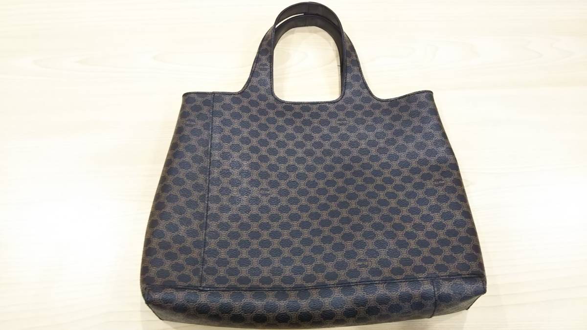 【美品】Celine セリーヌ ハンドバッグ マカダム レザー ダークブラウン ヴィンテージ