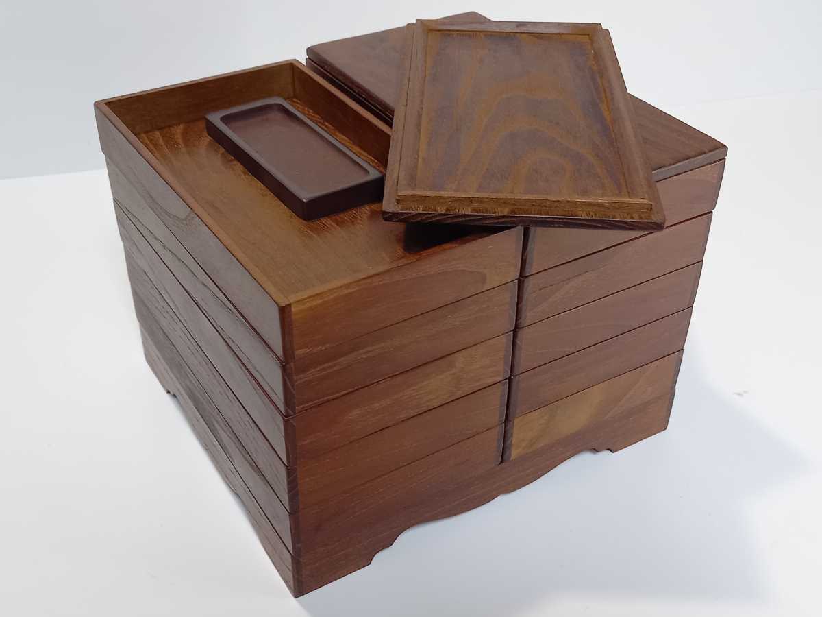 香道家 買付 超高級 美品 桑製 重硯箱 十段 赤間石 硯 香道具 志野流