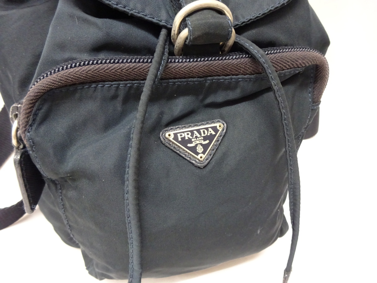 プラダ PRADA ミニ ナイロン リュック バックパック ブルー ネイビー