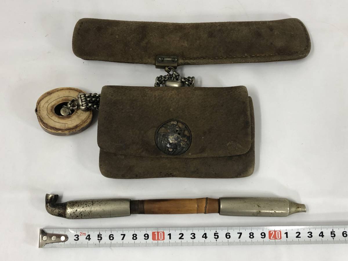キセル キセルケース 煙草入れセット 象牙風 竹細工 喫煙具 煙管 