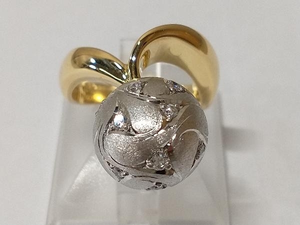 Pt900プラチナ K18 ゴールド 総重量約13.4g 約12号 ダイヤモンド 岩倉 