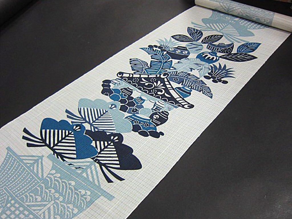 夏物 新品未仕立 インドシルク ムガ 栗山吉三郎 和染紅型 九寸名古屋帯  