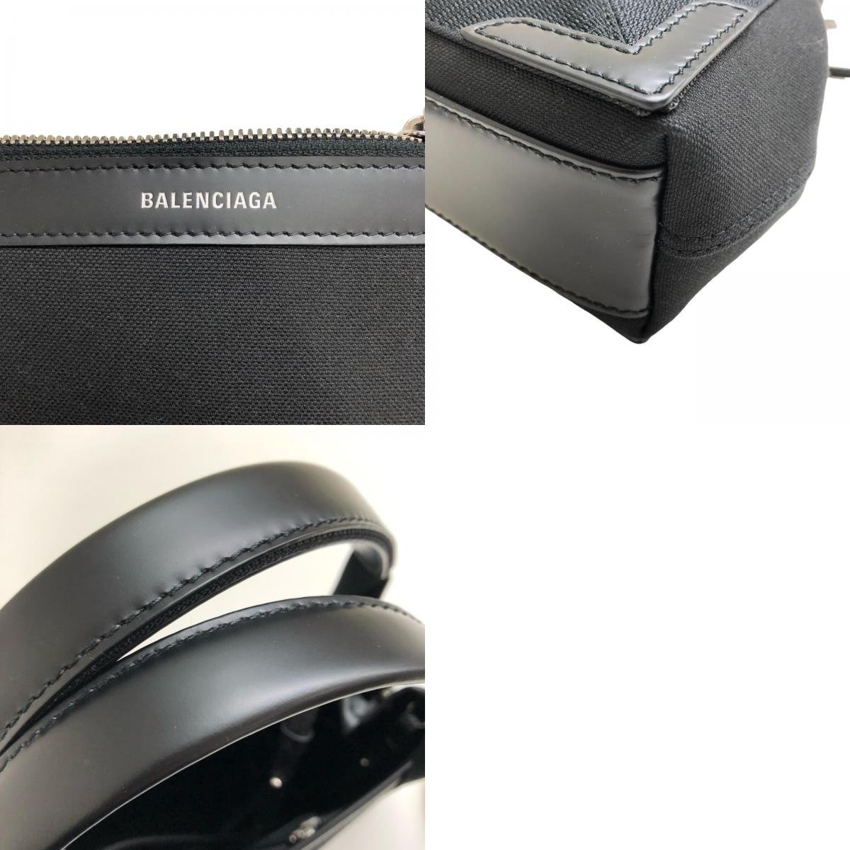 BALENCIAGA バレンシアガ カバスXS 2WAY コットンキャンバス カーフスキン ポーチ付 ブラック ハンドバッグ 3903462HH3N1000 バレンシアガ BALENCIAGA XS 2wayショルダーバッグ ネイビーカバスXXS バレンシアガカバスXS