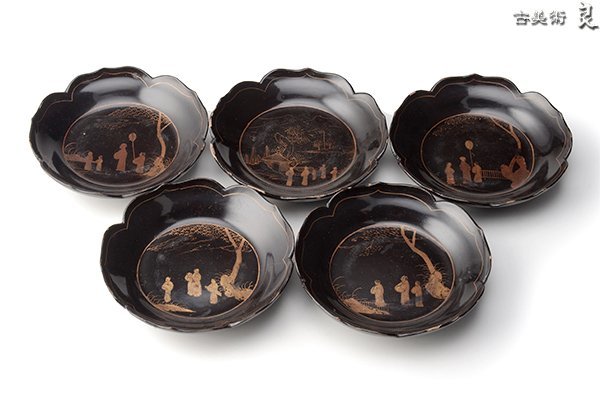 中国古玩 唐物○青花人物文皿○ 清朝時代頃-19世紀頃 ⁄ 皿の中古品