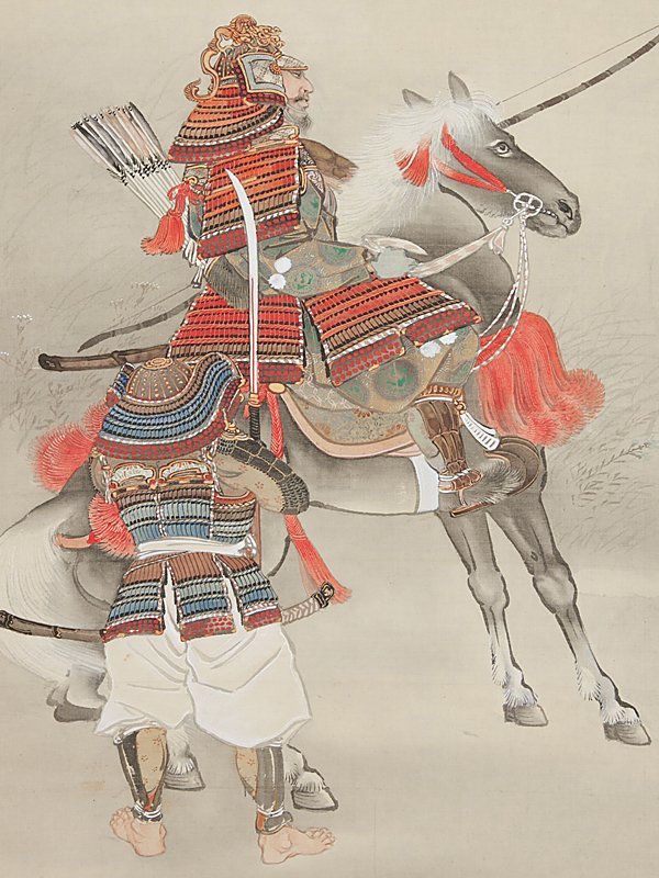 五】松本楓湖 『八幡太郎之図』 絹本 彩色 真作 掛軸 佐竹永陵識箱