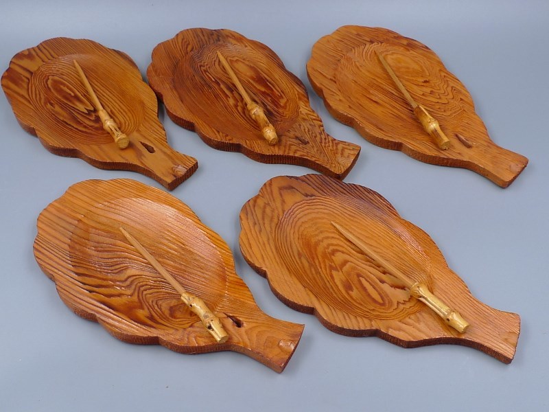 天然木 煎茶道具　長盆　工芸品　古美術　骨董品 未使用 保管品 銘木 屋久杉 彫刻 木製 菓子皿 中皿 小皿 茶托 茶器