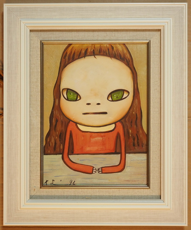 □ 日本洋画 人物・少女 F4号・額縁有り 中古画作 □ 油絵 - 和子 人物画