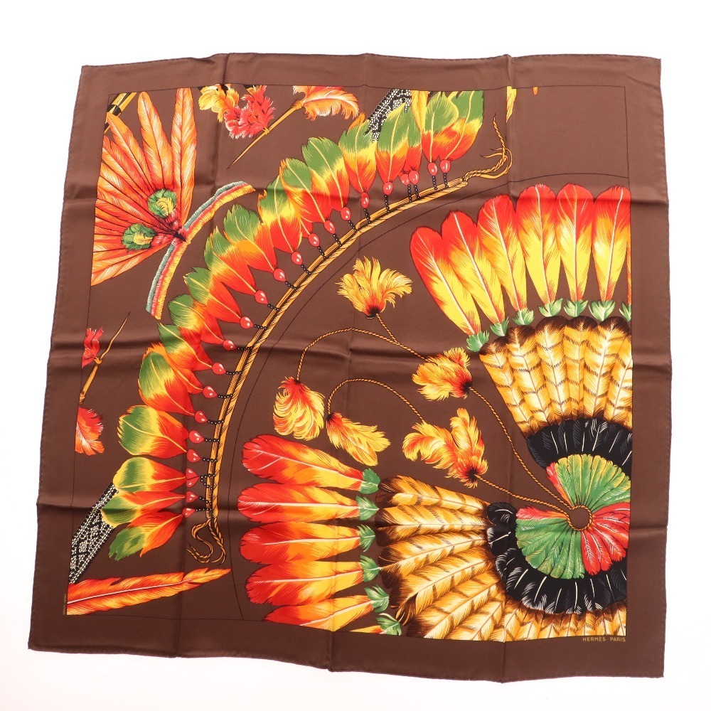  HERMES エルメス スカーフ カレ90 BRAZIL detail ブラジル 大判 ファッション小物 ブラウン マルチ シルク100 箱付き 綺麗(スカーフ)｜売買されたオークション情報、yahooの商品情報をアーカイブ公開 服飾小物