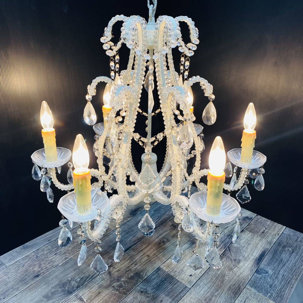 【220708-12】使用品 遠藤照明 ENDO シャンデリア EC-2094X 天井照明 インテリア 約φ 650×H650mm ガラスビーズ 引き取り限定