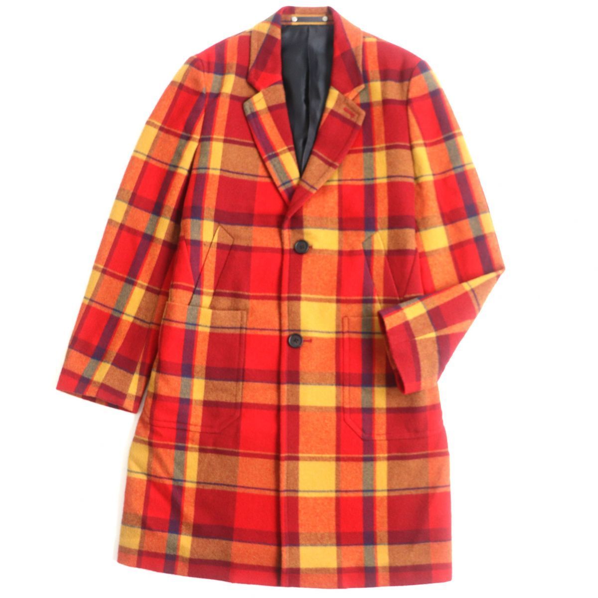 激レア】Paul Smith ロングコート タータンチェック ウール混 レッド 