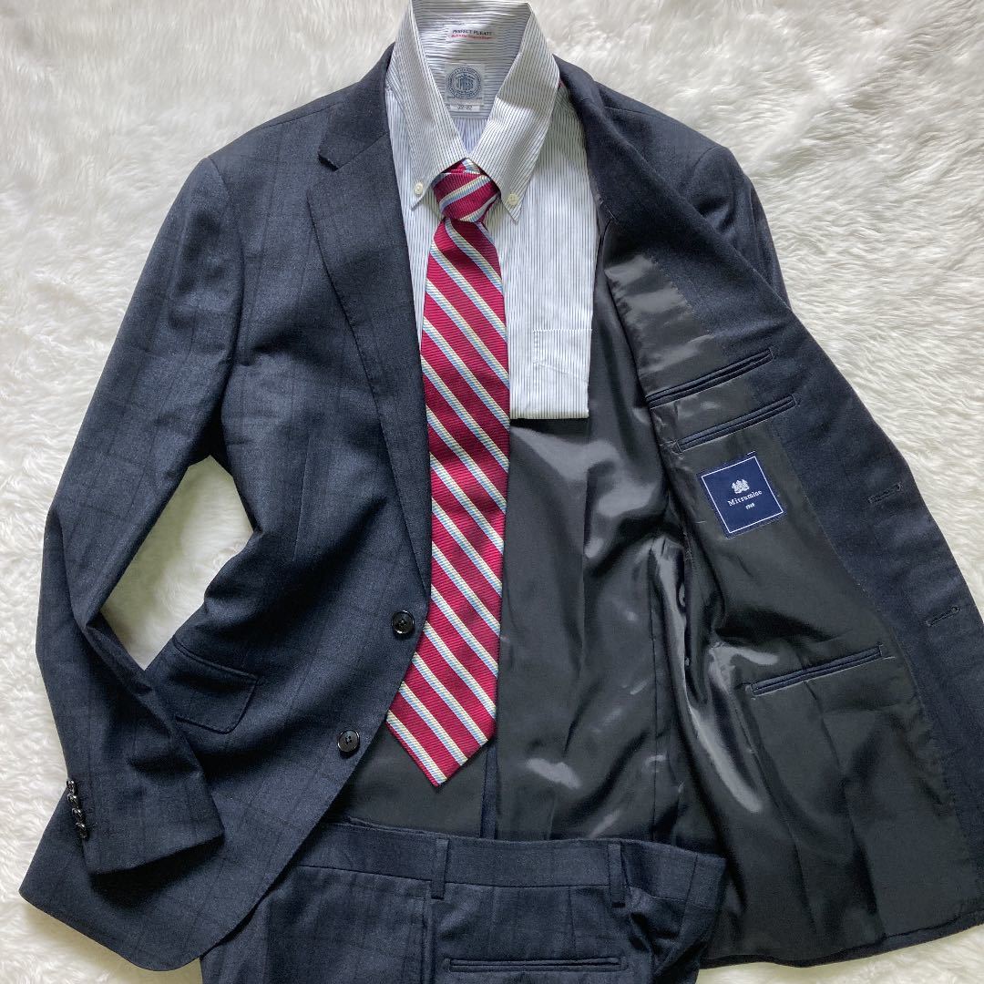 限定セール，品質保証 品 ミツミネ&times; 伊 ロロピアーナ特注 圧倒的艶感 mitsumine Loro Piana 三峰 スーツ セットアップ A6ジャケット 濃紺 チェック(Lサイズ)｜売買されたオークション情報、yahooの商品情報をアーカイ Lサイズ