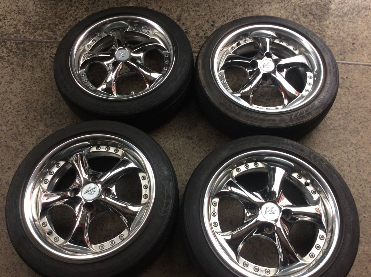 M5351 軽自動車に！深リム！ メッキ WORK VS KF 5.5J +40 Oディスク 15 