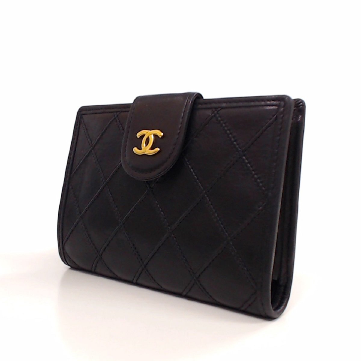 シャネル ビコローレ ラムスキン CHANEL がま口 長財布 黒 ブラック がま口ミニ財布 本 がま口長財布 (新品未使用品✱付属品完備) ピコローレ ココマーク キャビアスキン W