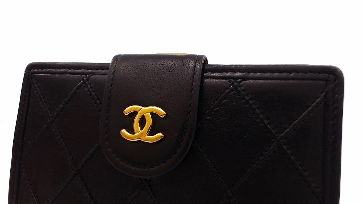 シャネル ビコローレ ラムスキン CHANEL がま口 長財布 黒 ブラック がま口ミニ財布 本 がま口長財布 (新品未使用品✱付属品完備) ピコローレ ココマーク キャビアスキン W