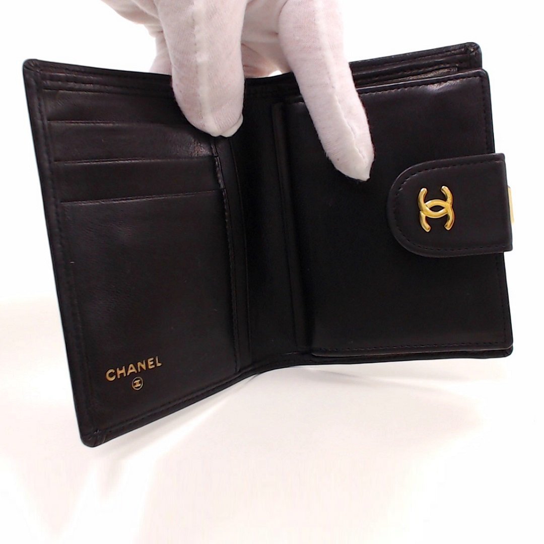 シャネル ビコローレ ラムスキン CHANEL がま口 長財布 黒 ブラック がま口ミニ財布 本 がま口長財布 (新品未使用品✱付属品完備) ピコローレ ココマーク キャビアスキン W