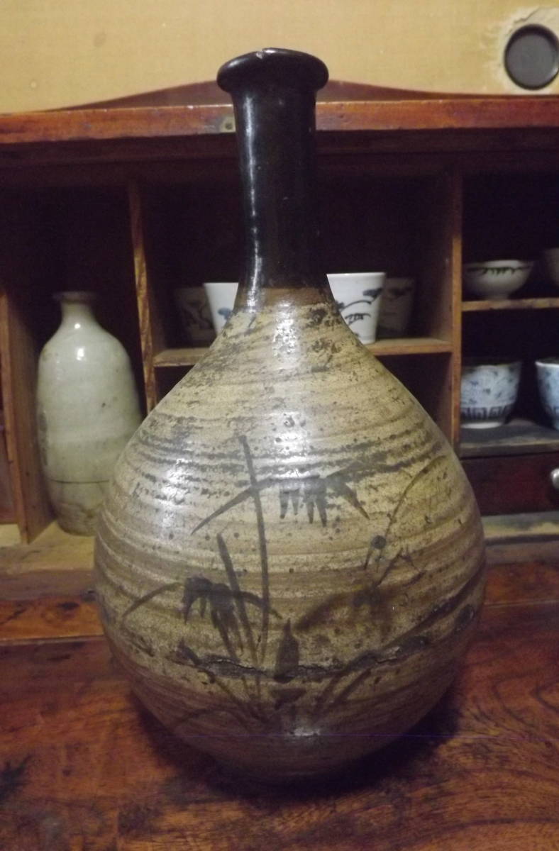 彩古》絵唐津刷毛目徳利瓶 絵唐津刷毛目瓶 古唐津 江戸前期 武雄古窯窯 
