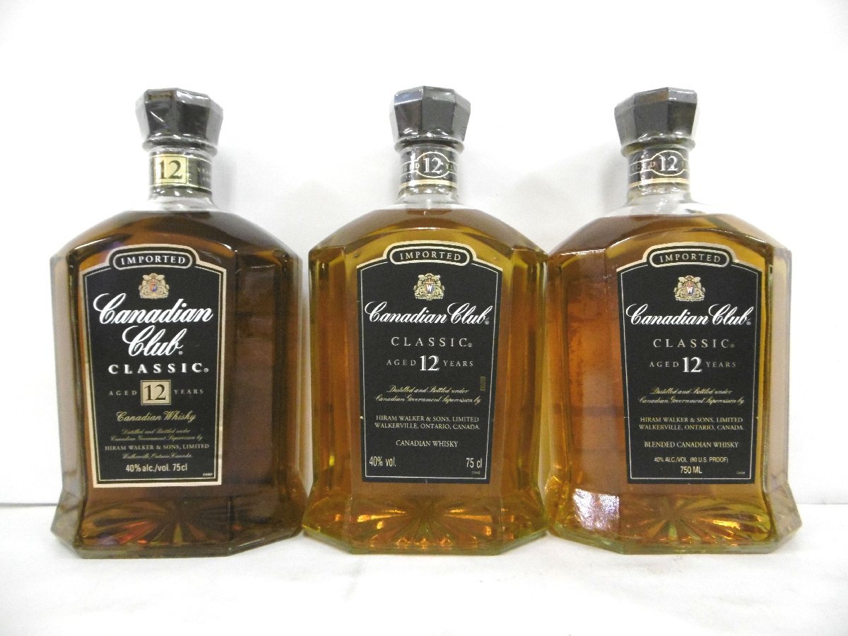 古酒 未開栓 3本セット Canadian Club カナディアン クラブ CLASSIC