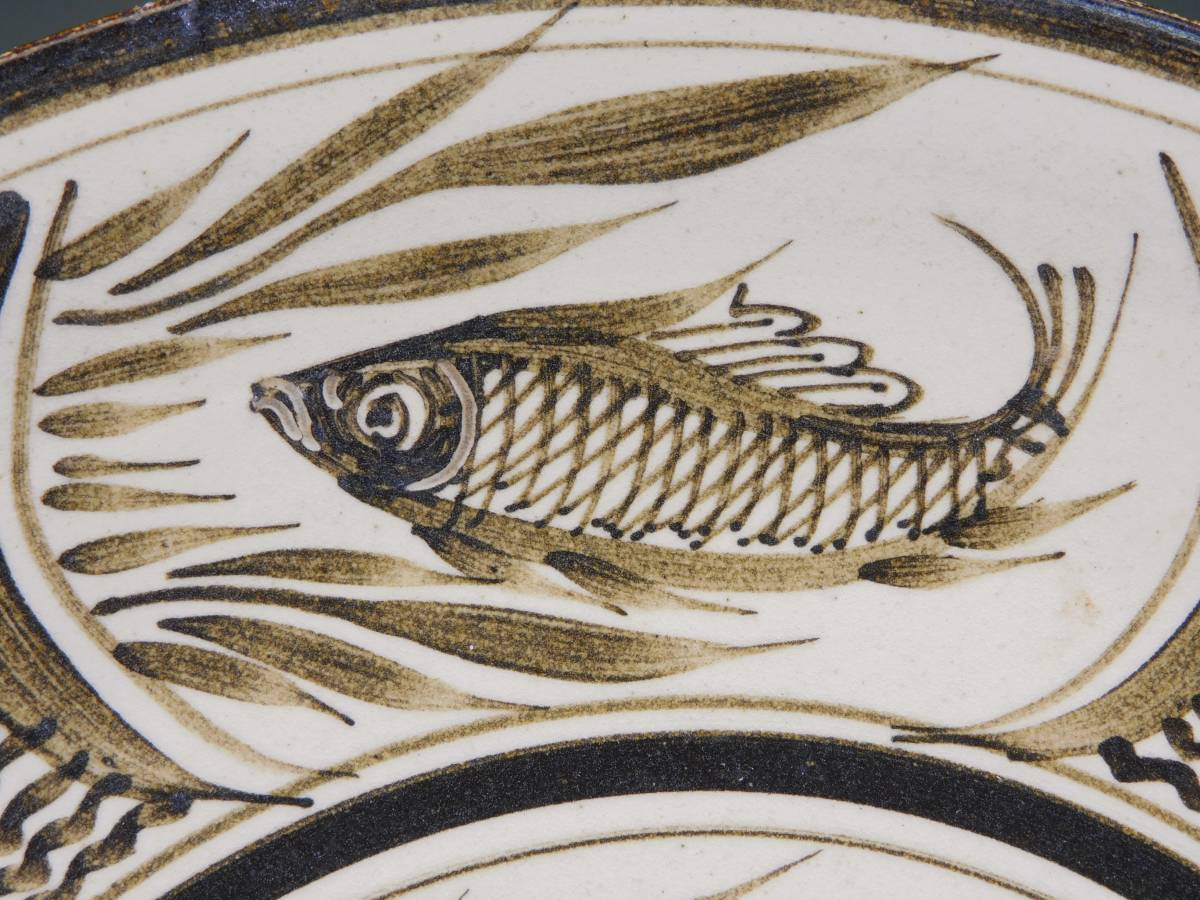 磁州窯 みんげい 中国美術 中国 宋磁州窯魚紋碗Song 唐物○釉裏紅魚
