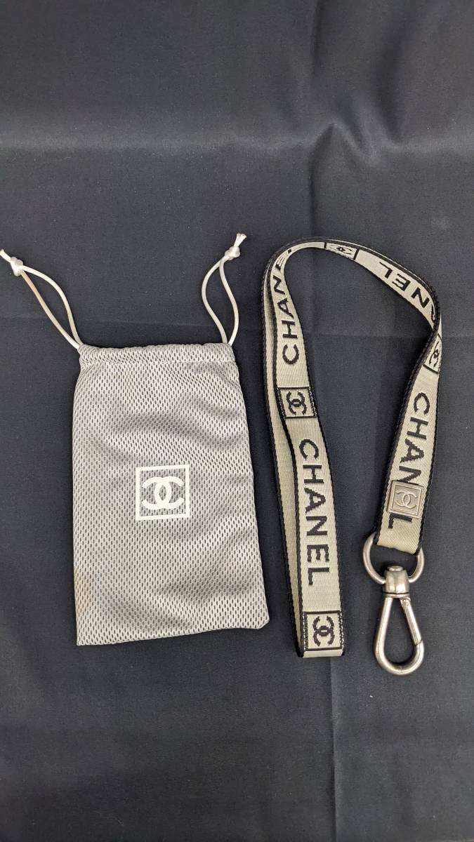 仙22【CHANEL】シャネル ネックストラップ 袋有 グレー ハイブランド