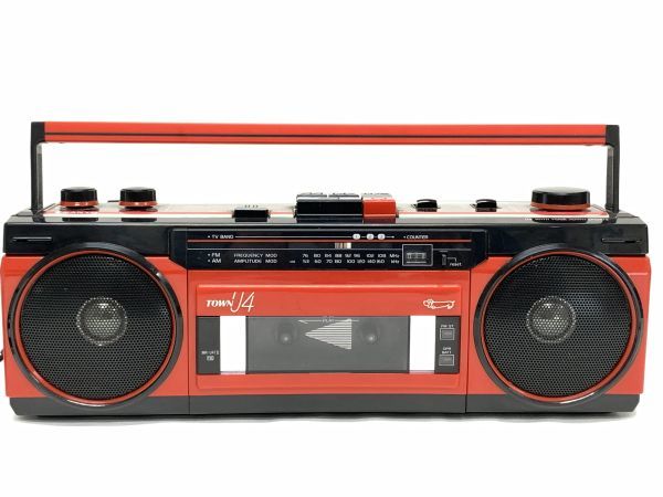 当時物 箱付 SANYO MR-U4TⅡ TOWN U4 ステレオラジカセ レッド