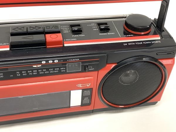 当時物 箱付 SANYO MR-U4TⅡ TOWN U4 ステレオラジカセ レッド